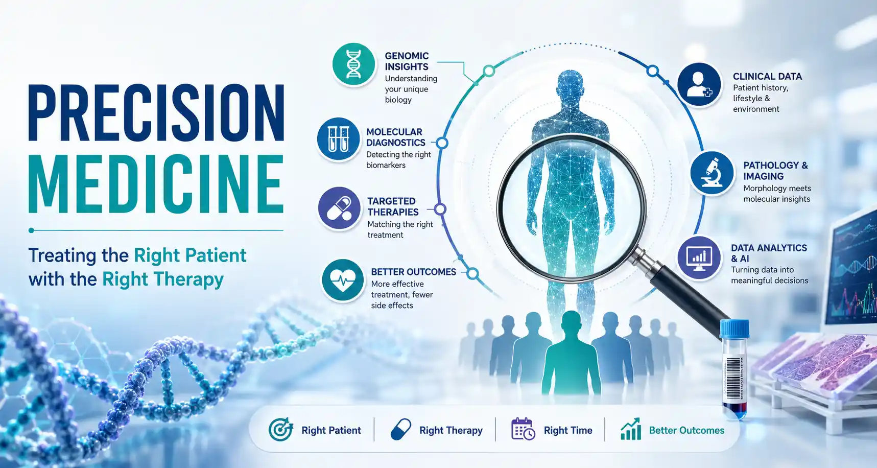 Precision Medicine — Treating the Right Patient with the Right Therapy infographic