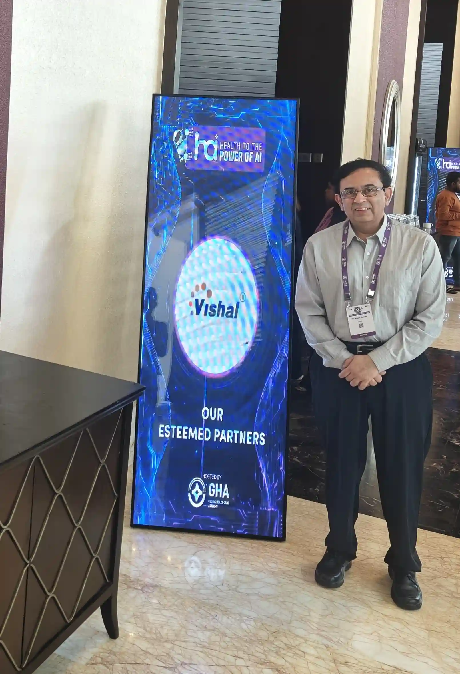 Dr. Arpan Gandhi at the GHA Esteemed Partners display, Health to the Power of AI Conclave Day 2